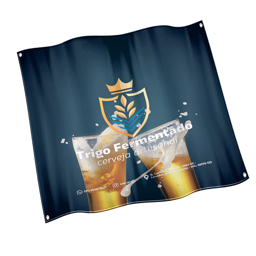 Bandeiras Oxford Costura Linha Branca Overlock Com Ilhós (Metro Quadrado)