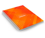 Caderno Impressão Digital Capa Papel Paraná 2mm e Miolo Padrão Ap 75g Sem Verniz (150x210mm - 100 Folhas)