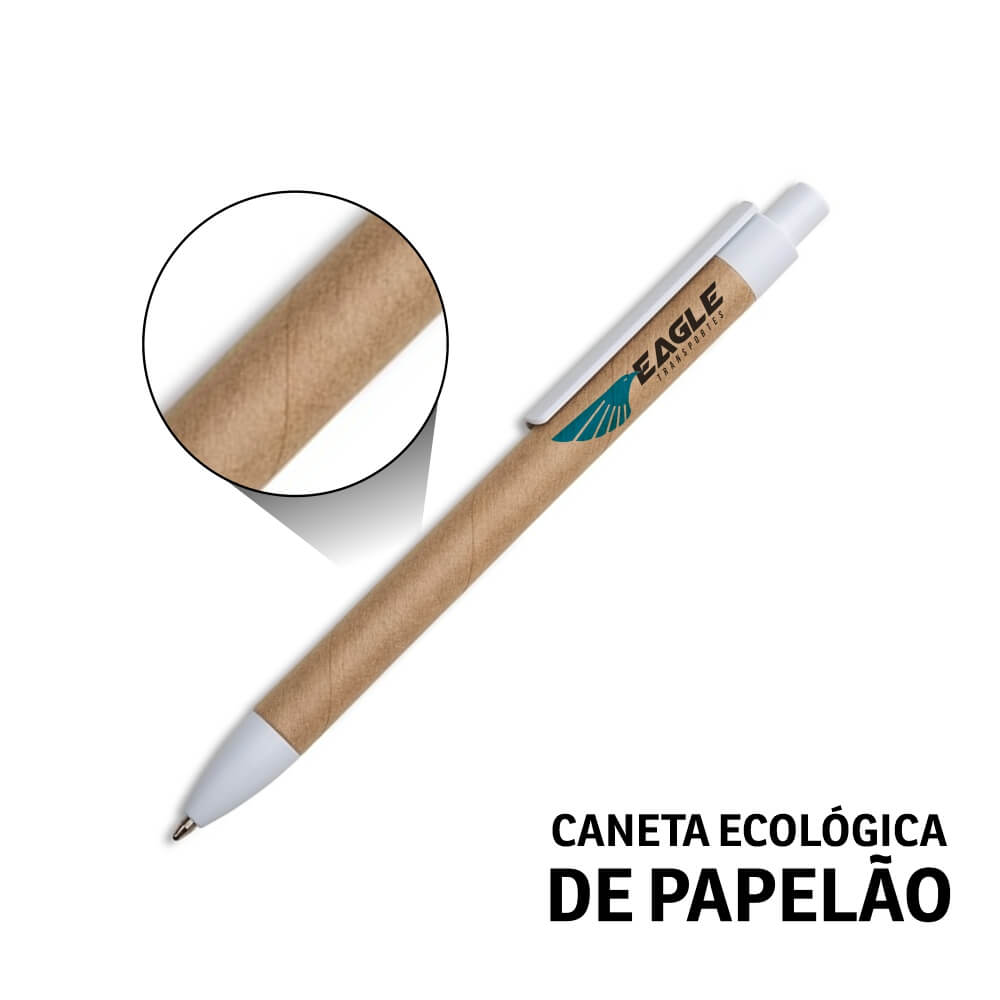 Canetas Promocionais Personalizadas Impresão Uv Ecológica Com Corpo de Papelão Branca