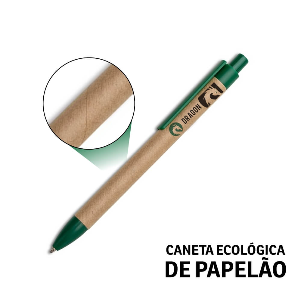 Canetas Promocionais Personalizadas Impresão Uv Ecológica Com Corpo de Papelão Verde