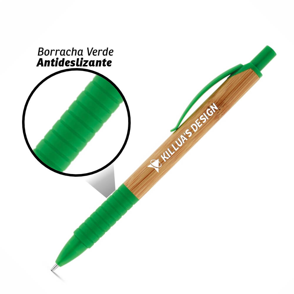 Canetas Promocionais Personalizadas Impresão Uv Ecológica Com Corpo de Bambu Verde