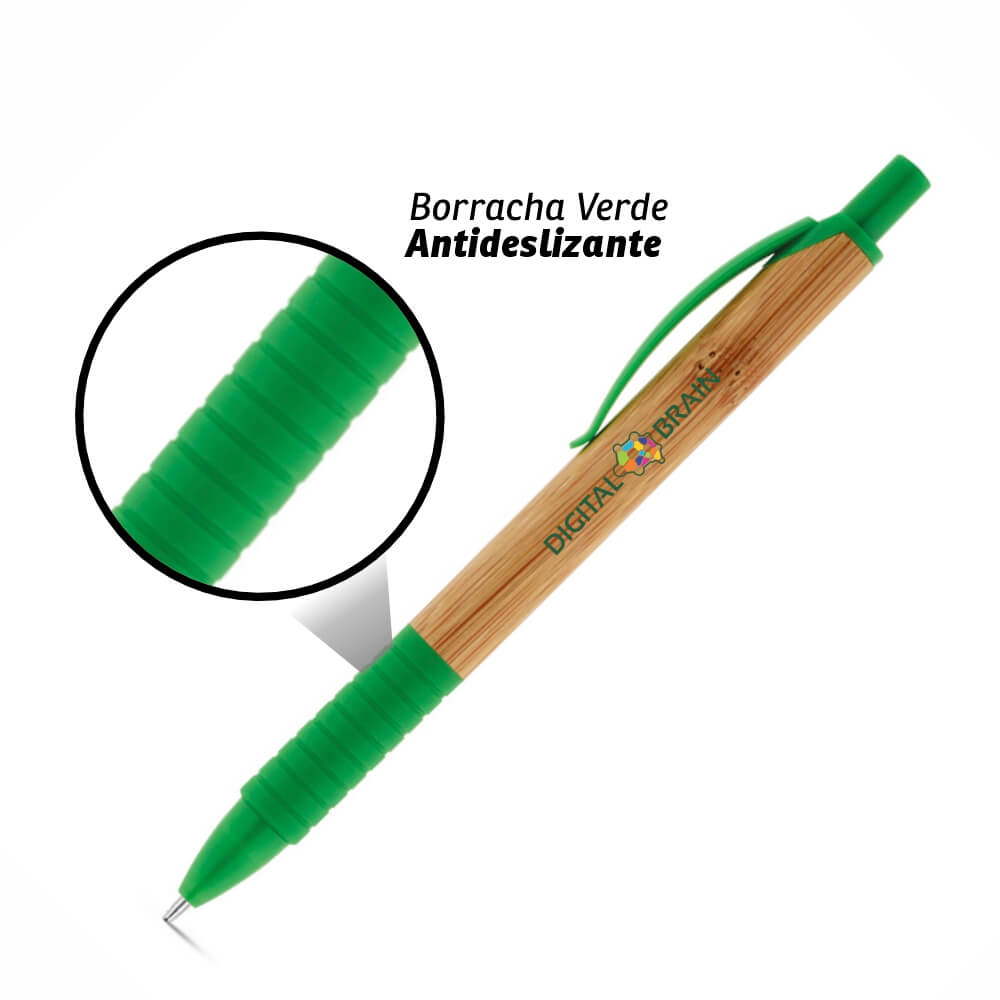 Canetas Promocionais Personalizadas Impresão Uv Ecológica Com Corpo de Bambu Verde