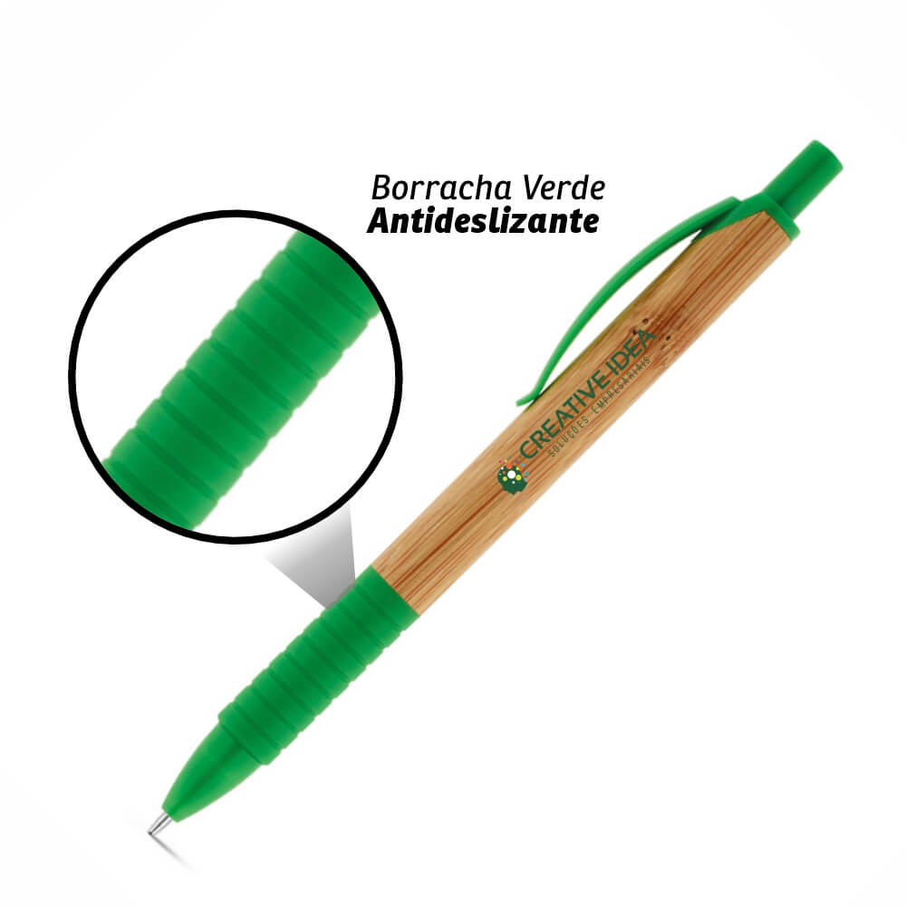 Canetas Promocionais Personalizadas Impresão Uv Ecológica Com Corpo de Bambu Verde