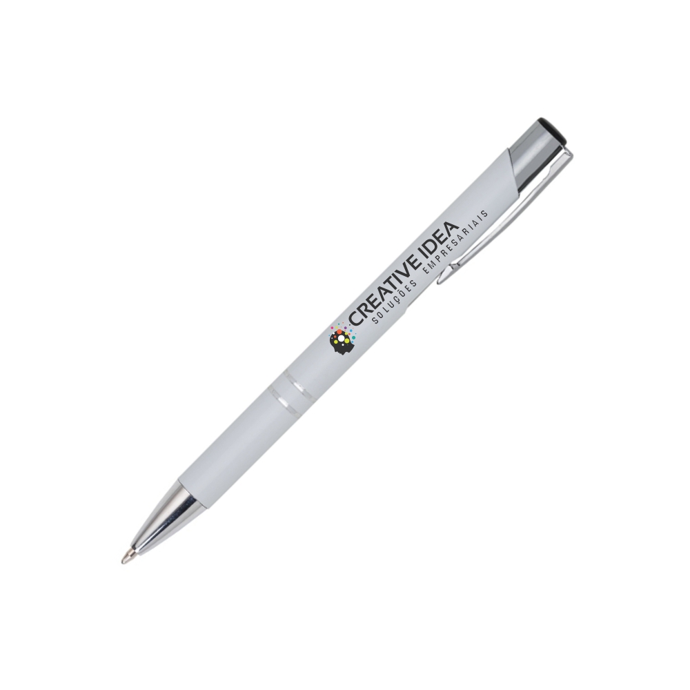 Canetas Promocionais Personalizadas Impresão Uv Beta Soft Emborrachada Branca