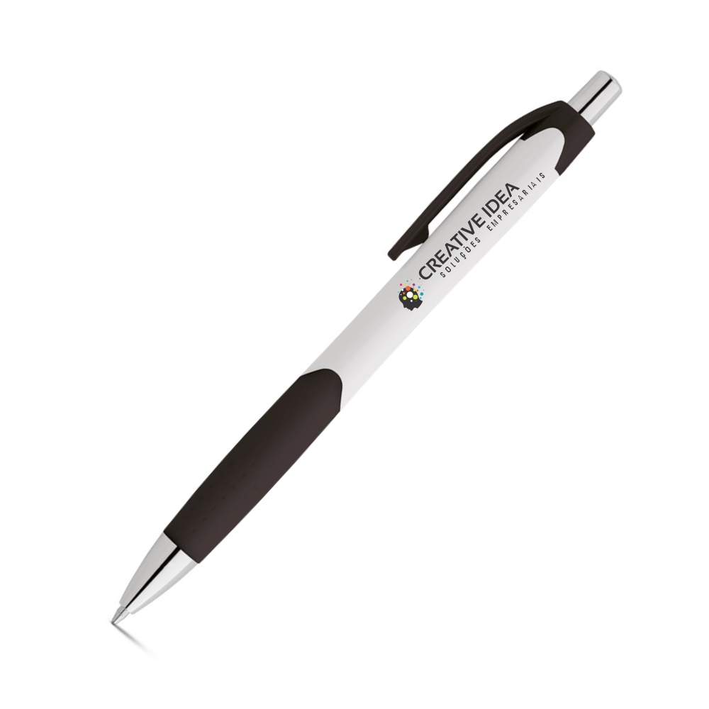 Canetas Promocionais Personalizadas Impressão Uv Caribe White Preta