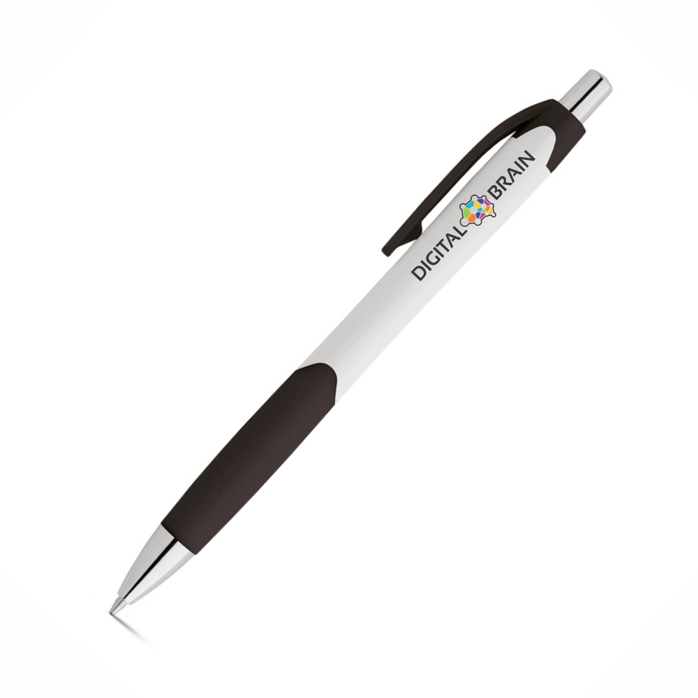 Canetas Promocionais Personalizadas Impressão Uv Caribe White Preta