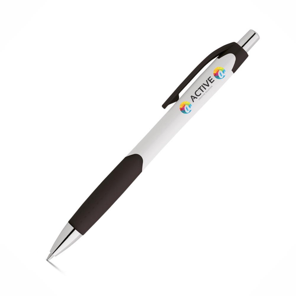 Canetas Promocionais Personalizadas Impressão Uv Caribe White Preta