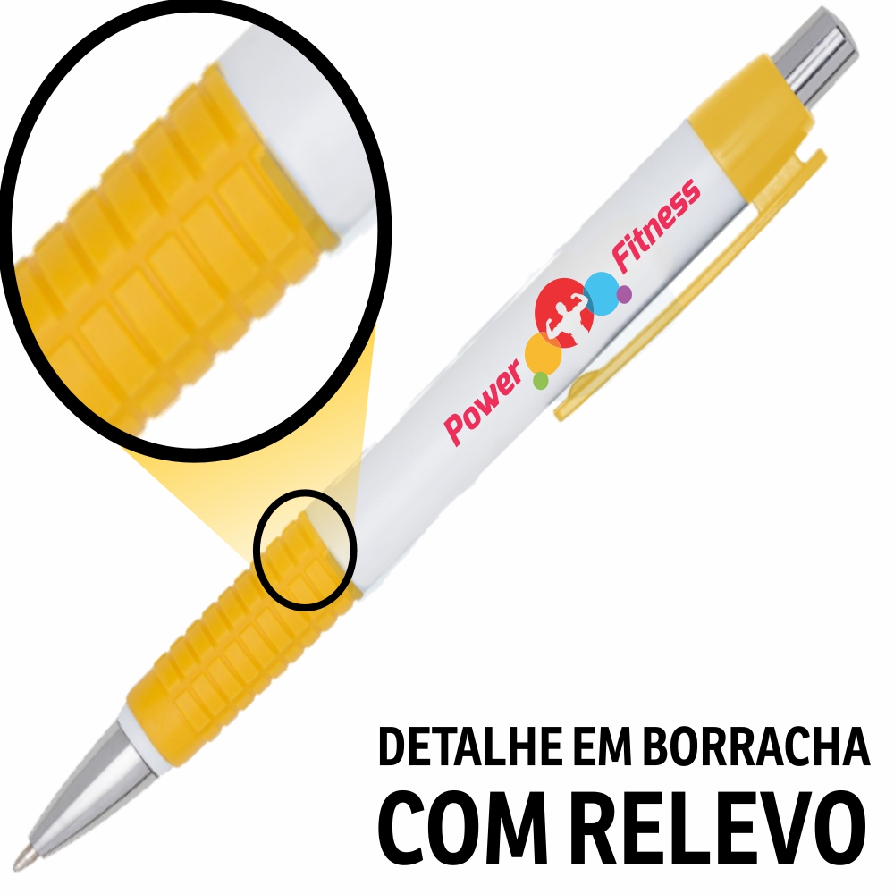 Canetas Promocionais Personalizadas Impressão Uv Comercial Amarela
