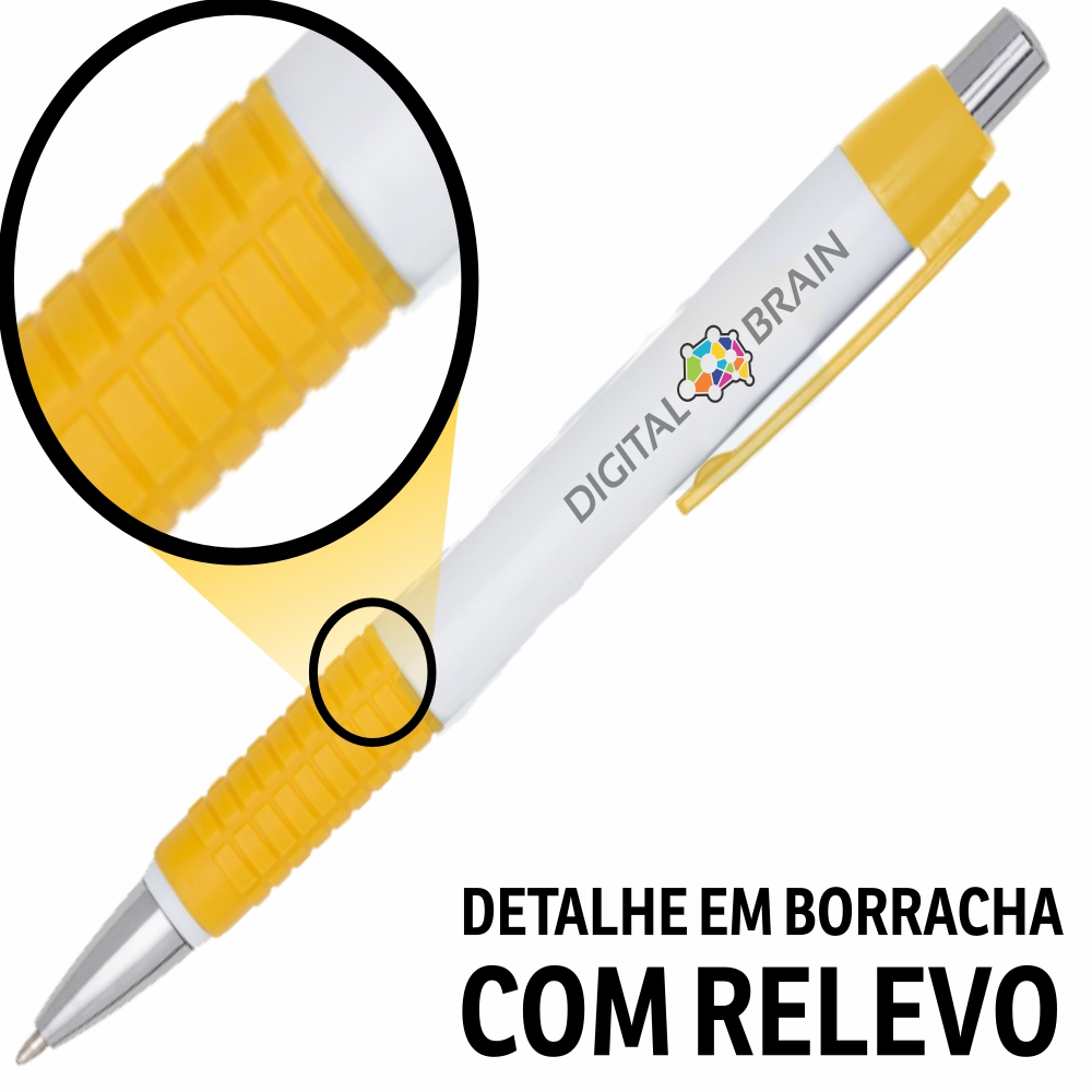 Canetas Promocionais Personalizadas Impressão Uv Comercial Amarela