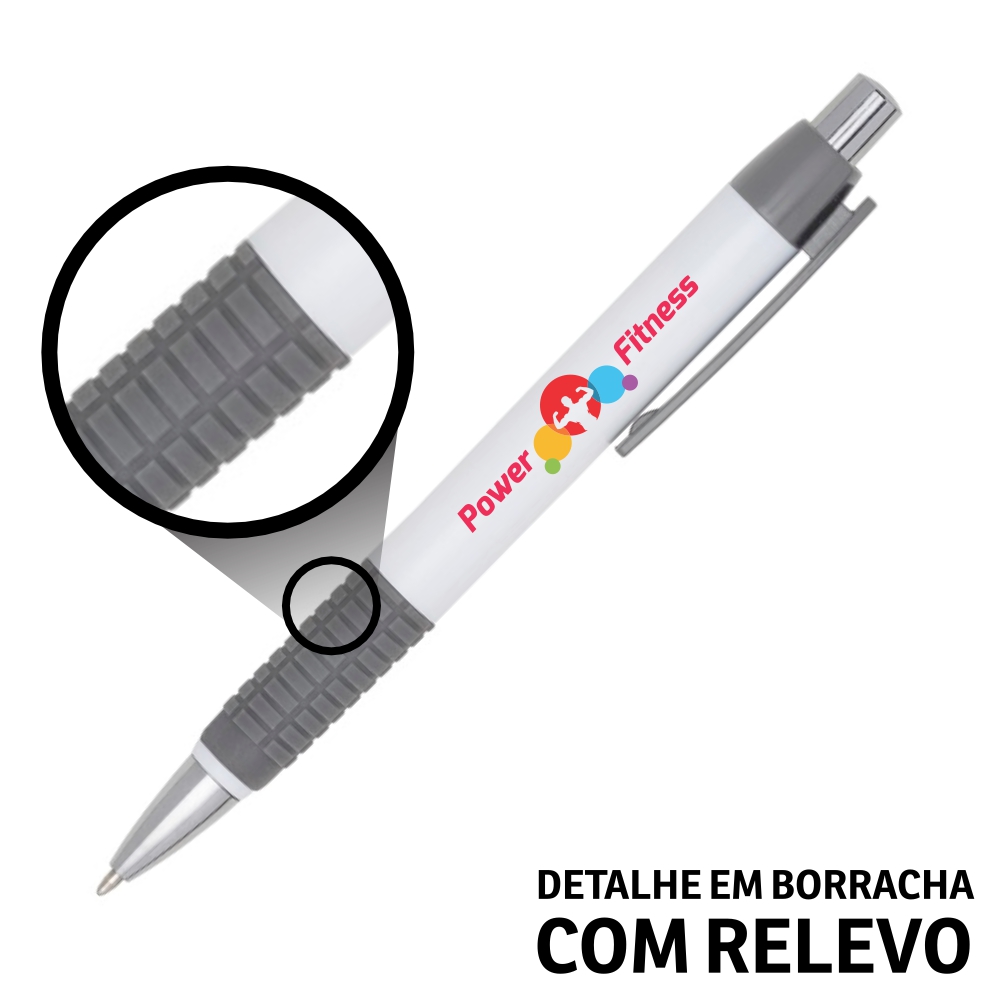 Canetas Promocionais Personalizadas Impressão Uv Comercial Cinza