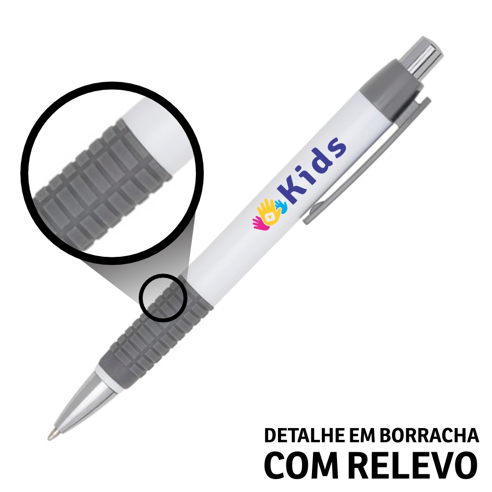 Canetas Promocionais Personalizadas Impressão Uv Comercial Cinza