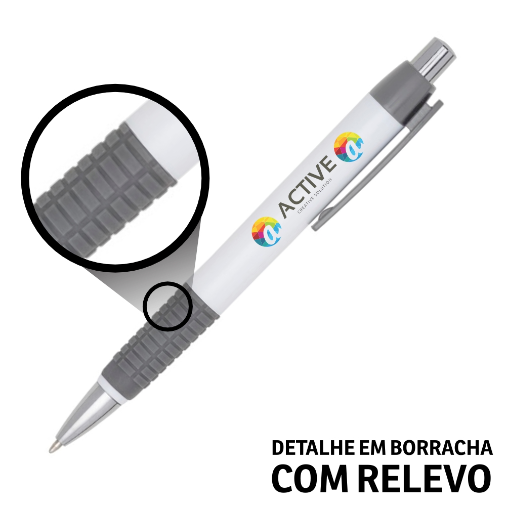 Canetas Promocionais Personalizadas Impressão Uv Comercial Cinza