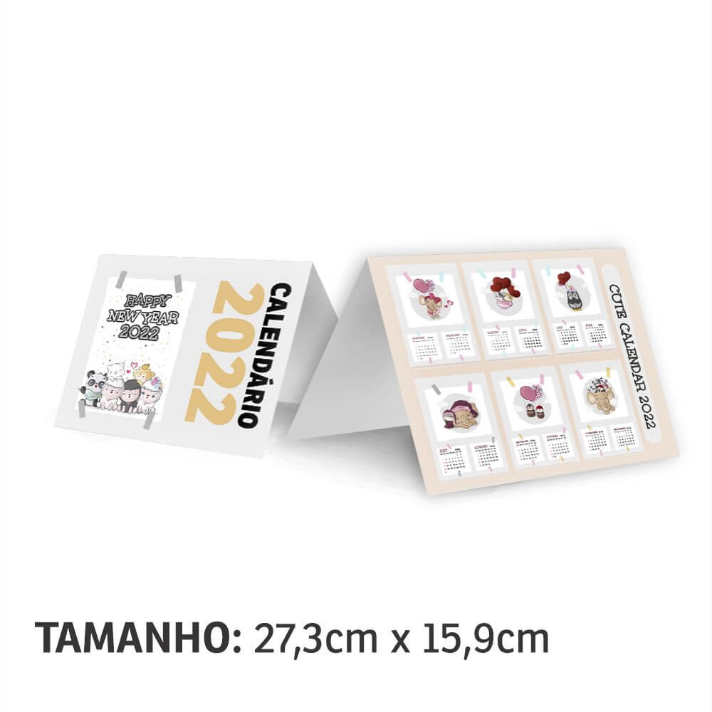 Calendário De Mesa Básico Pvc 0,50mm Premium Branco