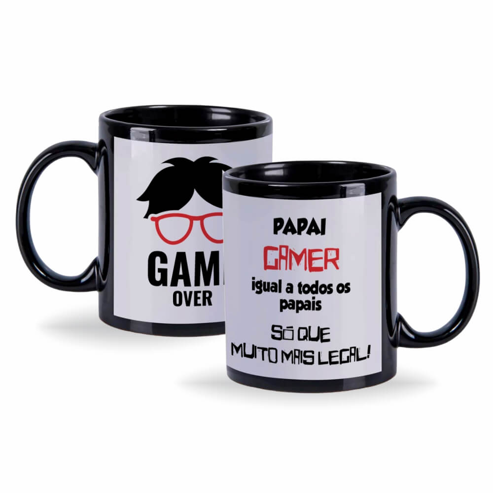 Canecas De Cerâmica Simples 325ml Preta Com Janela Branca