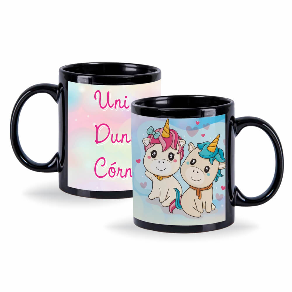 Canecas De Cerâmica Simples 325ml Preta Com Janela Branca