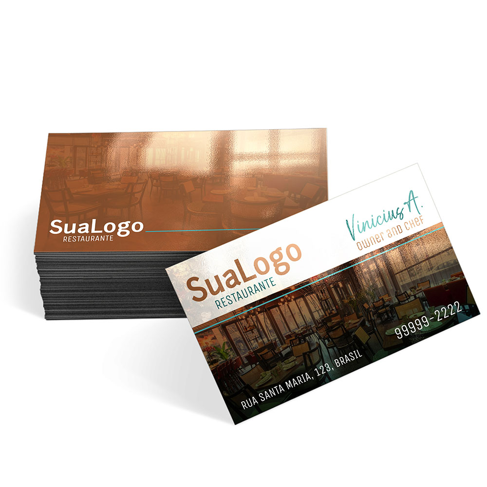 Cartões De Visita Europeu Couchê 250g Laminação Brilho Frente  e Verso