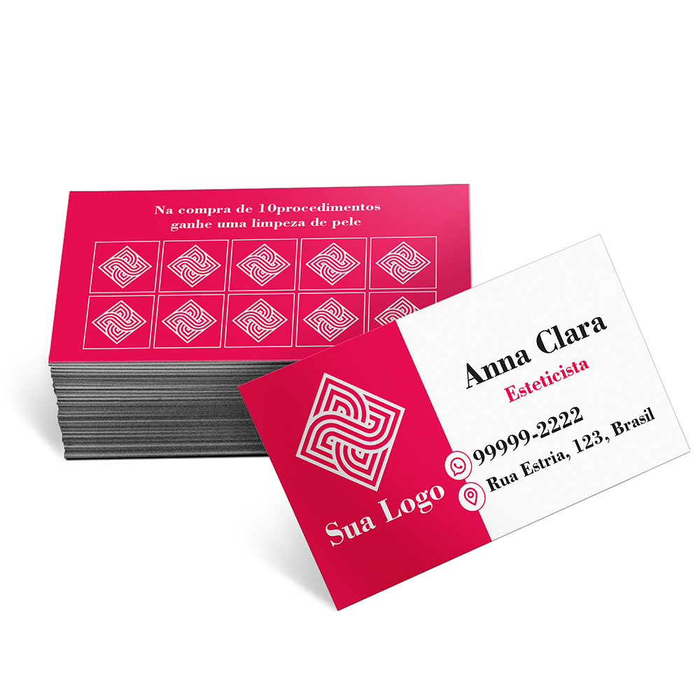 Cartões De Visita Europeu Couchê 250g Laminação Fosca Frente e Verso