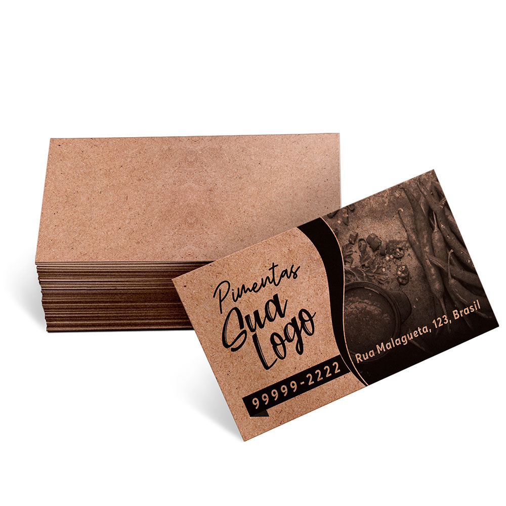 Cartões De Visita Europeu Kraft 250g Sem Laminação E Sem Verniz Uv