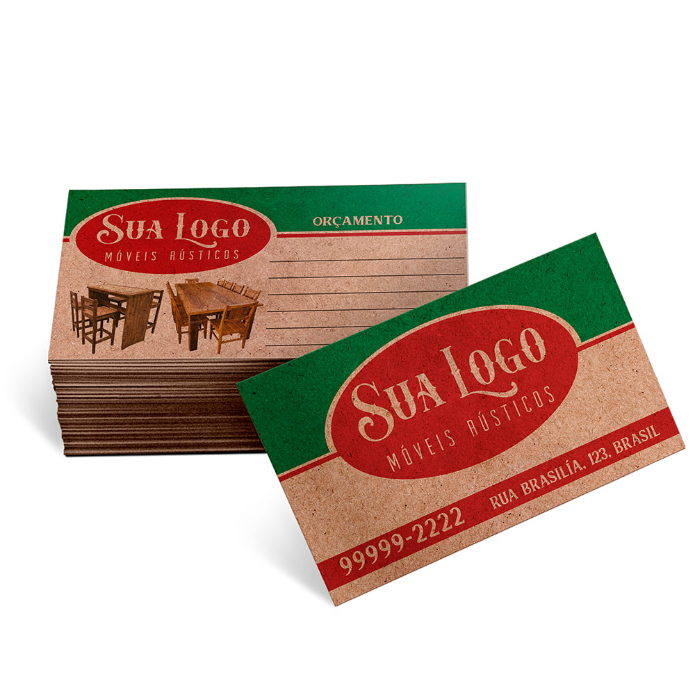 Cartões De Visita Europeu Kraft 250g Sem Laminação E Sem Verniz Uv