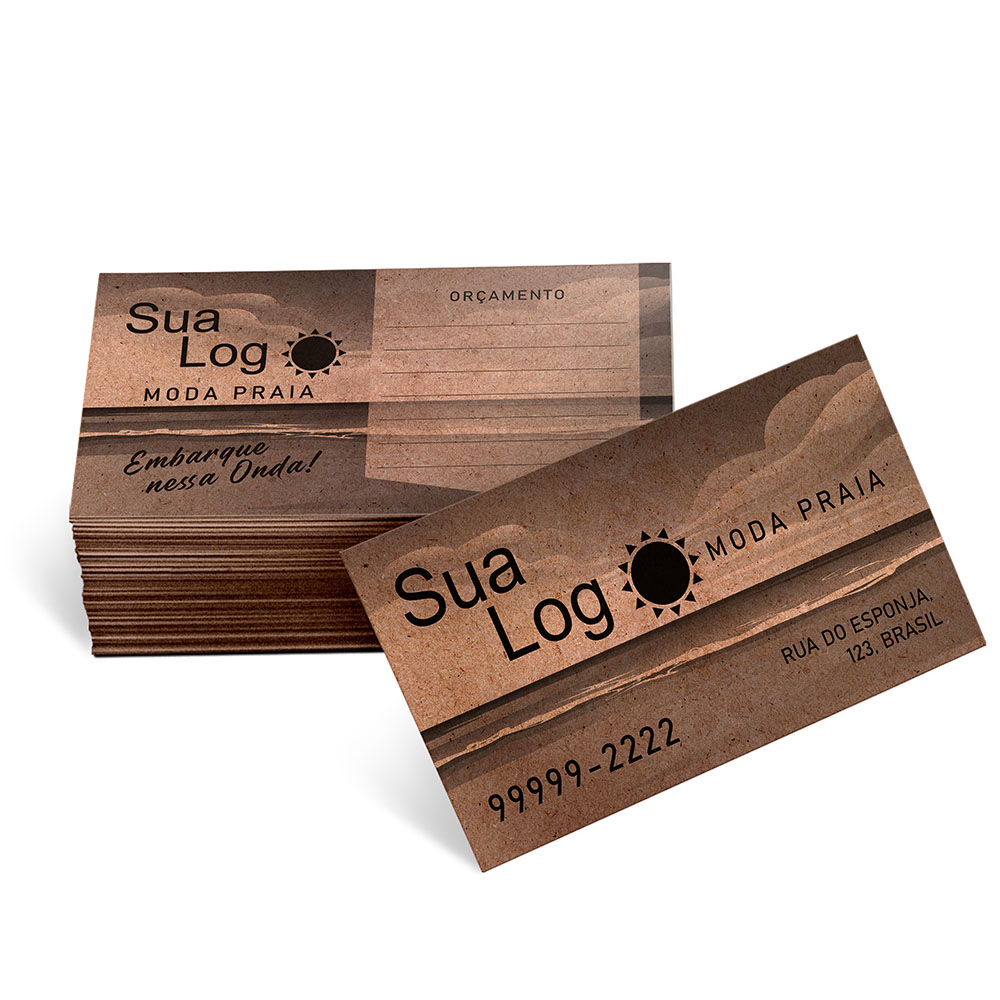 Cartões De Visita Europeu Kraft 250g Sem Laminação E Sem Verniz Uv