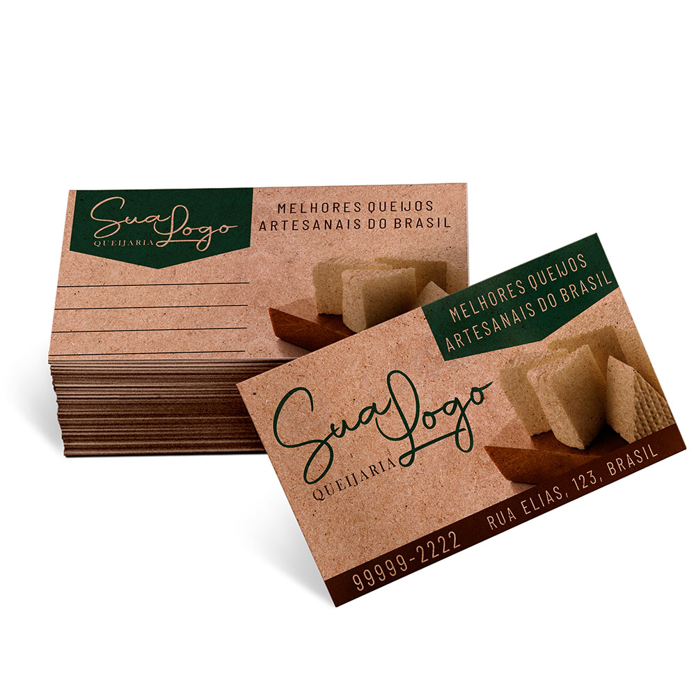 Cartões De Visita Europeu Kraft 250g Sem Laminação E Sem Verniz Uv