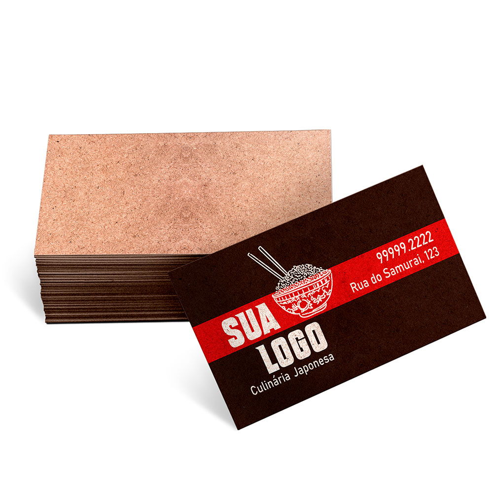 Cartões De Visita Europeu Kraft 250g Sem Laminação E Sem Verniz Uv Com Tinta Branca