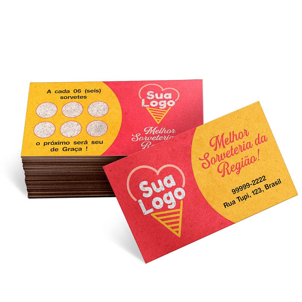 Cartões De Visita Europeu Kraft 250g Sem Laminação E Sem Verniz Uv Com Tinta Branca