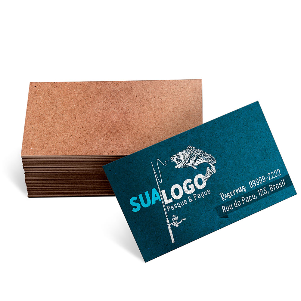 Cartões De Visita Europeu Kraft 250g Sem Laminação E Sem Verniz Uv Com Tinta Branca