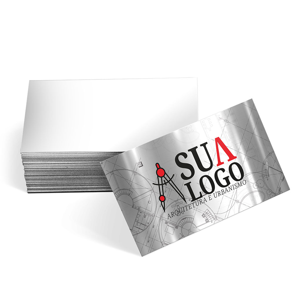 Cartões de Visita Europeu Papéis Especiais Metalizado Frente Com Tinta Branca 250g Sem Verniz