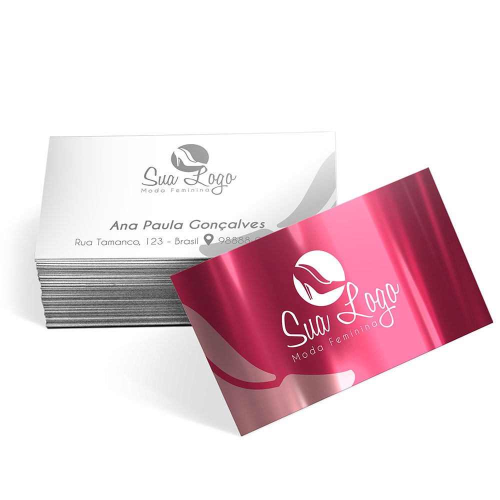 Cartões de Visita Europeu Papéis Especiais Metalizado Frente Com Tinta Branca 250g Sem Verniz