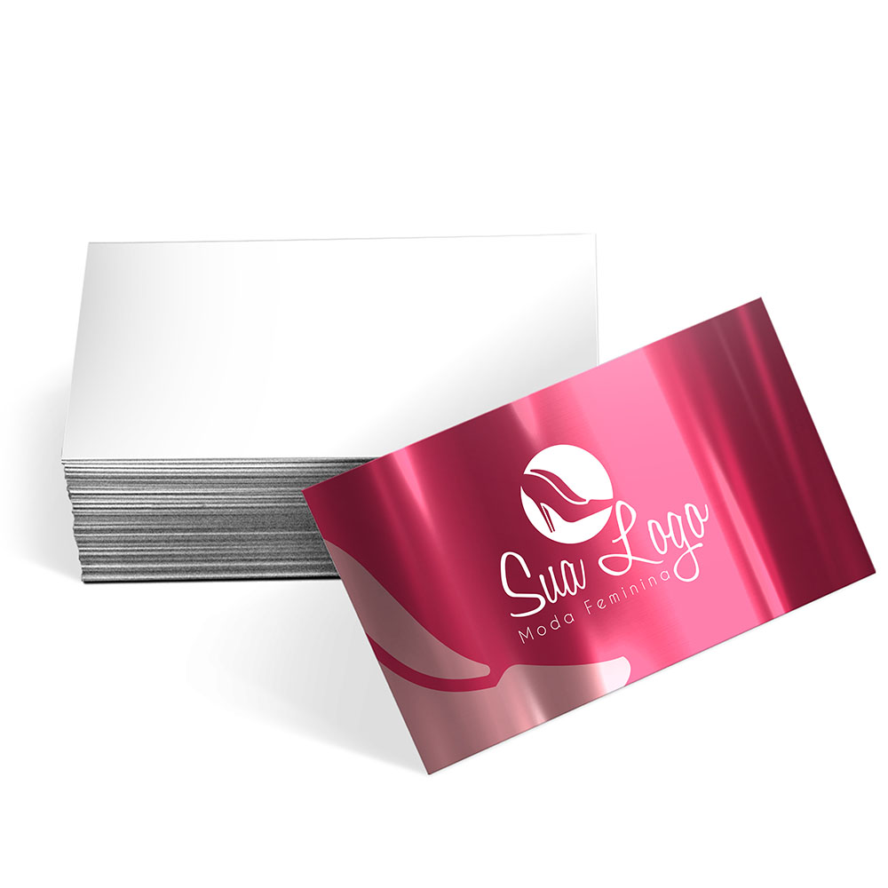 Cartões de Visita Europeu Papéis Especiais Metalizado Frente Com Tinta Branca 250g Sem Verniz