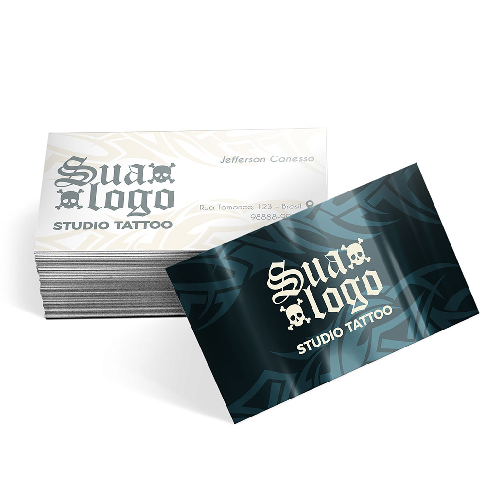 Cartões de Visita Europeu Papéis Especiais Metalizado Frente Com Tinta Branca 250g Sem Verniz