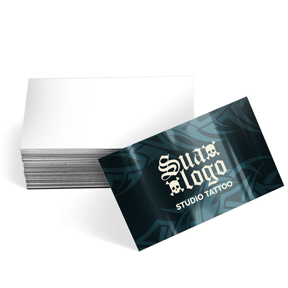 Cartões de Visita Europeu Papéis Especiais Metalizado Frente Com Tinta Branca 250g Sem Verniz