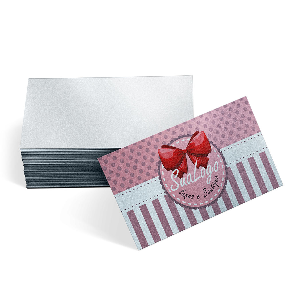 Cartões de Visita Europeu Papéis Especiais Silver Lux 300g Sem Verniz