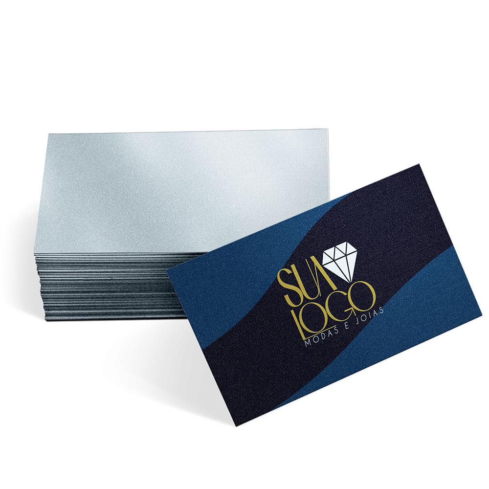 Cartões de Visita Europeu Papéis Especiais Silver Lux 300g Sem Verniz