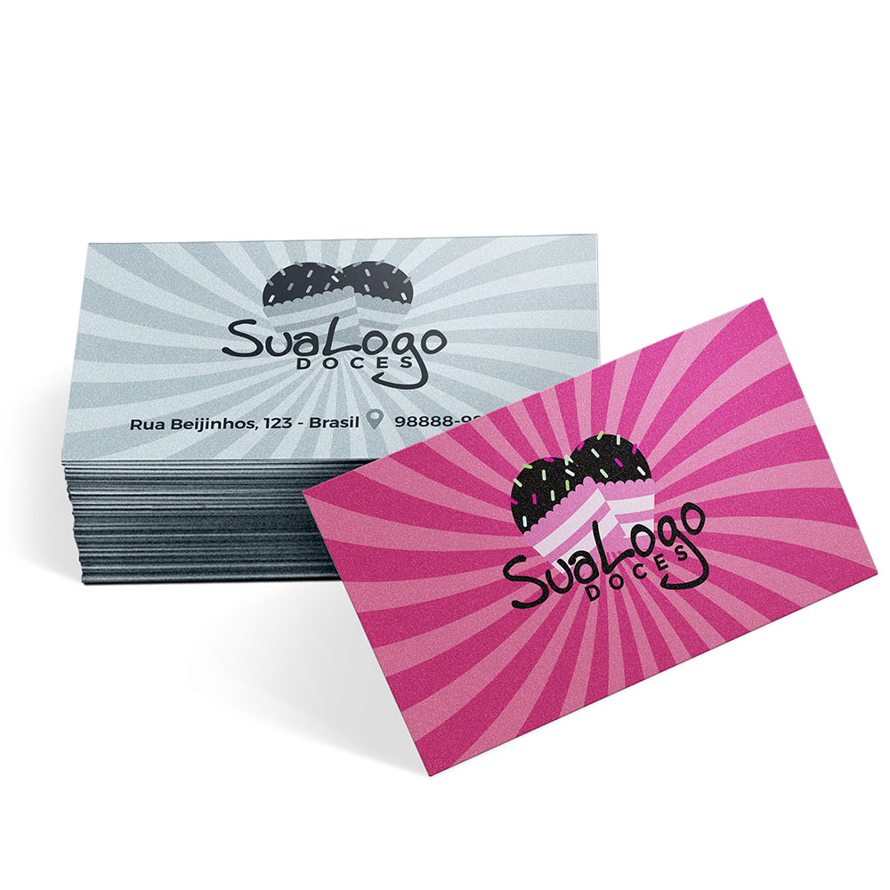 Cartões de Visita Europeu Papéis Especiais Silver Lux 300g Sem Verniz