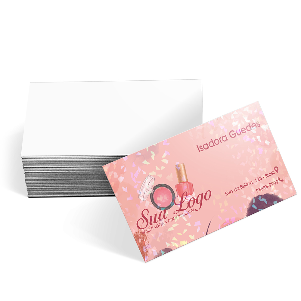 Cartões De Visita Europeu Couchê 300g Laminação Holográfica Frente