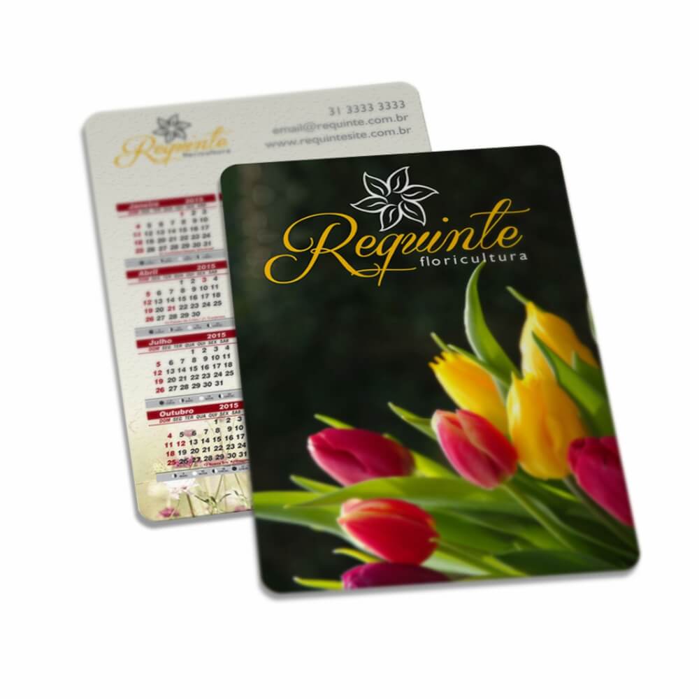 Calendário De Bolso Couchê 250g Verniz Uv Total Frente