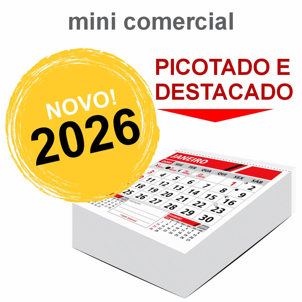 Blocos De Calendário 2026 Mini Comercial (150x150mm)