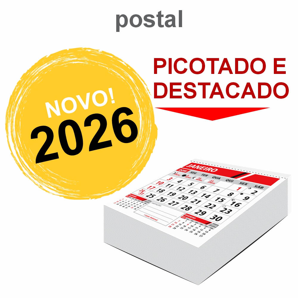 Blocos De Calendário 2026 para Postal (80x80mm)