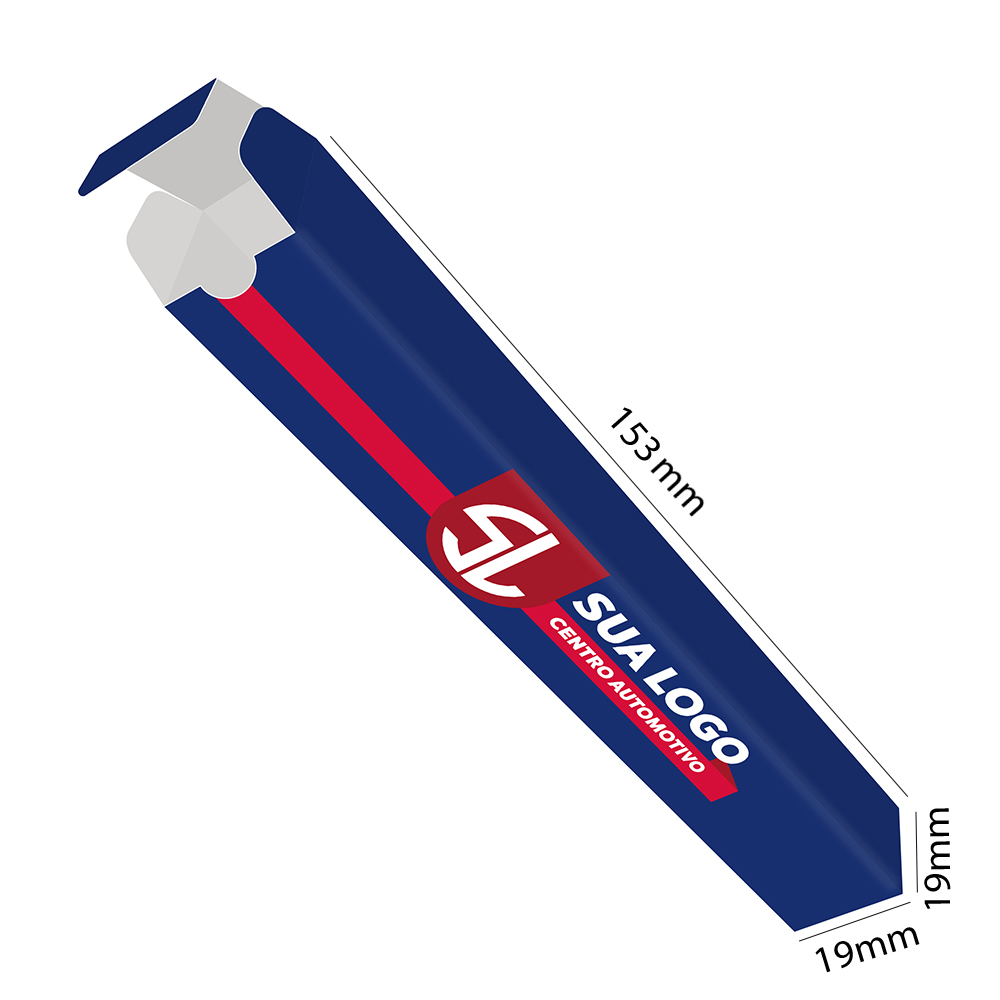 Caixa Para Canetas Couchê 300g Verniz Uv Total Frente