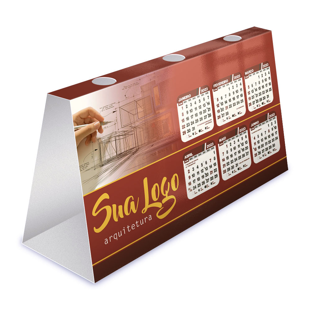 Calendário De Mesa Porta Canetas Horizontal Supremo 255g