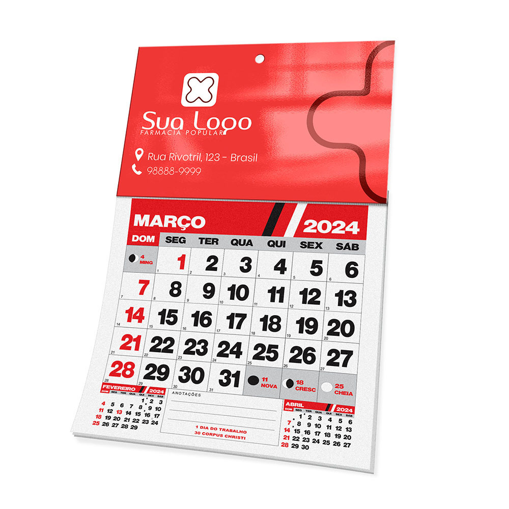 Calendários e Folhinhas 2026 Cabeçalho Com Miolo Supremo 255g (147x90mm)