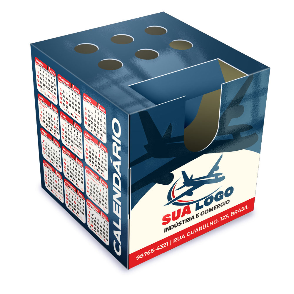 Calendário De Mesa Porta Cartões Cubo Supremo 255g Sem Verniz