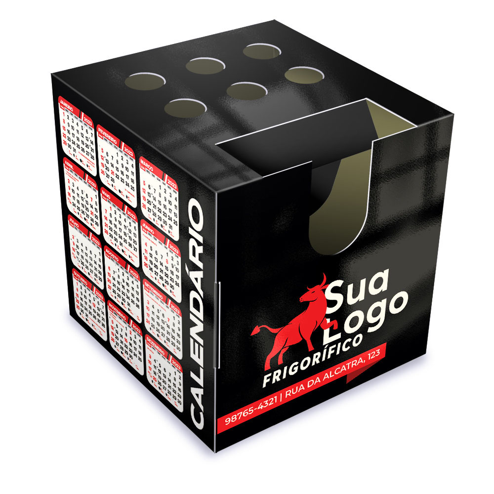 Calendário De Mesa Porta Cartões Cubo Supremo 255g Sem Verniz