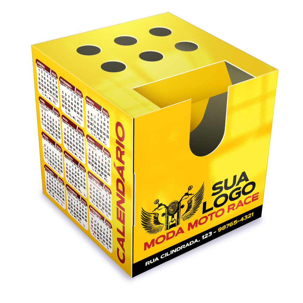 Calendário De Mesa Porta Cartões Cubo Supremo 255g Sem Verniz