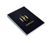 Cadernos e Apostilas Caderneta Capa Brochura e Cola Abertura Horizontal Capa Couchê 300g e Miolo Ap 75g Laminação Fosca e Hotstamping (150x210mm)