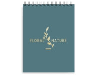 Caderneta Capa Maleável Wire-O Abertura Vertical Capa Couchê 250g e Miolo Ap 75g Laminação Fosca e Hotstamping (105x150mm)