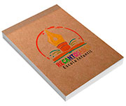 Caderneta Capa Brochura e Cola Abertura Vertical Capa Couchê 250g e Miolo Ap 75g Sem Verniz (105x150mm)