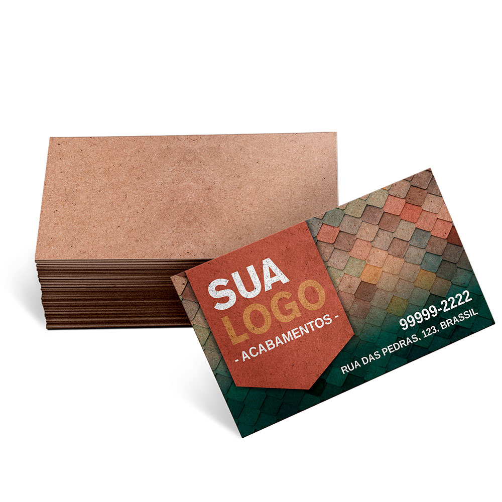 Cartões De Visita Kraft 250g Sem Laminação E Sem Verniz Uv com Tinta Branca